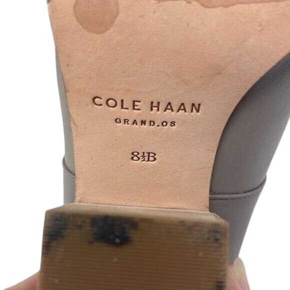 Cole Haan Gray Leather Hayden Bootie Ankle Gold Heel Size US 8.5B, 3” heel - Picture 9 of 11